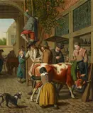 Jan Josef d.Ä. Horemans, Viehmarkt in einer flämischen Stadt, Öl auf Leinwand