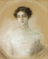 Franz von Lenbach, Porträt einer jungen Dame, Mischtechnik auf Karton