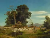 Oswald Achenbach, In den Albaner Bergen, Öl auf Leinwand