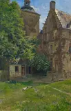 "Ein stiller Winkel" by Fritz von Wille, Öl auf Leinwand, sold May 2016