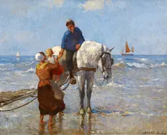 Der Abschied by German Grobe, Öl auf Malkarton, sold May 2016