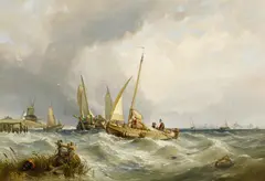 Clarkson Frederick Stanfield, Heimkehrende Fischer vor der Küste, Öl auf Leinwand