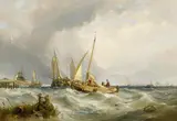 Clarkson Frederick Stanfield, Heimkehrende Fischer vor der Küste, Öl auf Leinwand