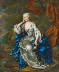 Matthys Verheijden, Porträt der Jacoba Wilhelmina van Gheel van Spanbroeck mit Hündchen, Öl auf Leinwand