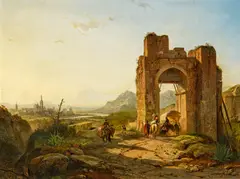 François Bossuet, Blick auf Sevilla, Öl auf Holz