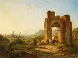 François Bossuet, Blick auf Sevilla, Öl auf Holz