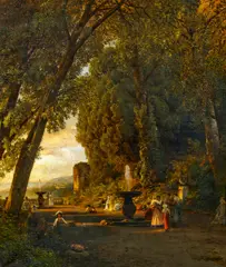 Albert Flamm, Im Park der Villa Torlonia, Öl auf Leinwand