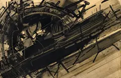 Composition by K.R.H. Sonderborg, Öl auf Papier, auf Leinwand aufgezogen, sold Nov 2015