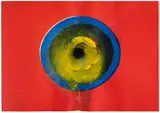 Otto Piene, "Konzentrat", Mischtechnik (Feuergouache über Farbserigrafie) auf Büttenkarton