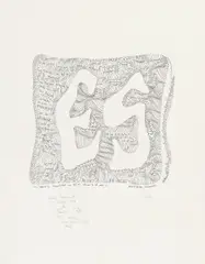 Mary Bauermeister, Es regnet. Wer regnet?, 1979, Radierung auf Hahnemühle (Wasserzeichen)