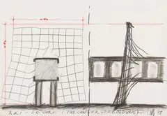 "RKT-Entwurf (Fußgänger Verbindung)" by Ansgar Nierhoff, 1978, Blei- und Filzstift auf dünnem Karton, sold Dec 2016