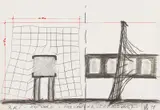 Ansgar Nierhoff, "RKT-Entwurf (Fußgänger Verbindung)", 1978, Blei- und Filzstift auf dünnem Karton