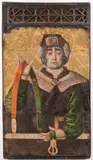 St. Thomas Holding the Virgin’s Belt and with Builders Square by German & Swabian Or Spanish School, Egg tempera on incised gilt and gessoed wood panel with integral Gothic arch., sold Jul 2024