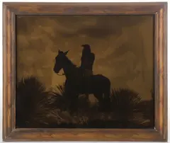 Edward S. Curtis, The Scout-Apache, Orotone on glass plate