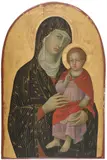 Ugolino di Nerio, Madonna and Child, Egg tempera on gilt arched and joined wood panel