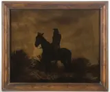 The Scout-Apache - by Edward S. Curtis, Orotone on glass plate, offered Apr 2023