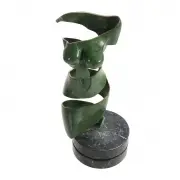 Manfred Karl Eberhardt, Female Nude in Green Ribbons, bronze
