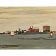 Eloise Pickard Smith, Sailboat at Port, 1955, oil on panel