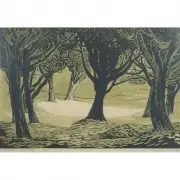 Clement Hurd, Presidio Grove, woodblock print