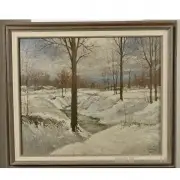 Mary Morris, Snowy Forest, oil on canvas