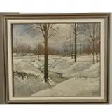 Mary Morris, Snowy Forest, oil on canvas