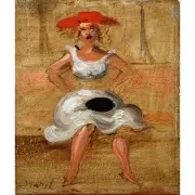 Reginald Marsh, Seated woman in Subway, oil