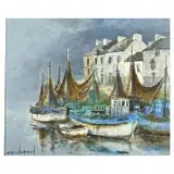Marc Chapaud, Port de Peche en Bretagne, 1967, Oil on Canvas