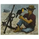 Marc Chapaud, Jeune Pecheur et Tucan, 1967, oil on Canvas
