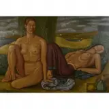 Norbert Schlaus, Nude portraits in a coastal landscape, oil on canvas