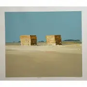 Gregory Kondos, Haystacks, color lithograph
