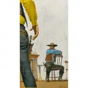 Herb Mott, Western Cowboy Duel, gouache on board
