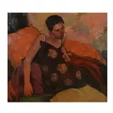 Joseph Lorusso, Woman with Pillows, oil on board