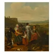 Hendrick Mommers, Villagers at the Market, oil on board