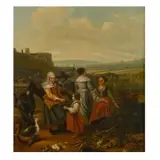 Hendrick Mommers, Villagers at the Market, oil on board
