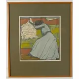 Max Kurzweil The Cushion, Der Polster (The Cushion), ca. 1903, color woodcut