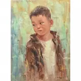 Manfong Lee, Pensive Chinese Boy, oil on canvas