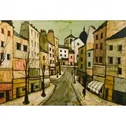 Charles Levier, Street Scene, oil on canvas