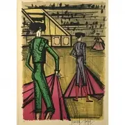 Bullfighters by Bernard Buffet, color lithograph, sold Oct 2021