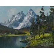 Mountain Landscape by Alexander Dzigurski, oil on canvas, sold Nov 2021