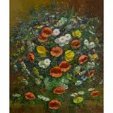 Imre Nemethi, Bouquet of Spring Flowers, oil on canvas