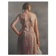 Edward Grove, Young Woman Holding a Pitcher, oil on canvas