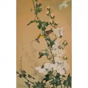 Toshiro Aoki, Flowers with Bird and Fish in its Beak, gouache and watercolor on paper