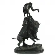Frederic Remington, Buffalo Hunt, bronze