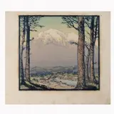 Frances Gearhart, Old Baldy color woodblock image size: 10.25 x 11 inches, with matting: 14.5 x 19.25 inches