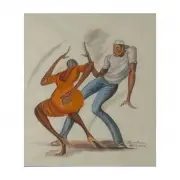 Ernie Barnes, Study Sketch, mixed media on paper