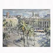 Juan Collado, Plaza Reial, oil on canvas