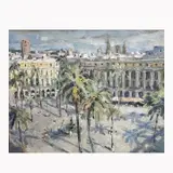 Juan Collado, Plaza Reial, oil on canvas