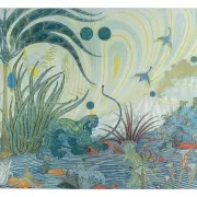 Jesse Allen, Leopard Mating Under the Omen of the Blue Seed, 1981, etching