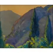 Edge of the Garden (Italy) by Margaret Jordan Patterson, 1928, watercolor on paper, sold Jan 2022
