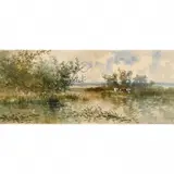 Hugo Anton Fisher, Cows in the Marshes, watercolor